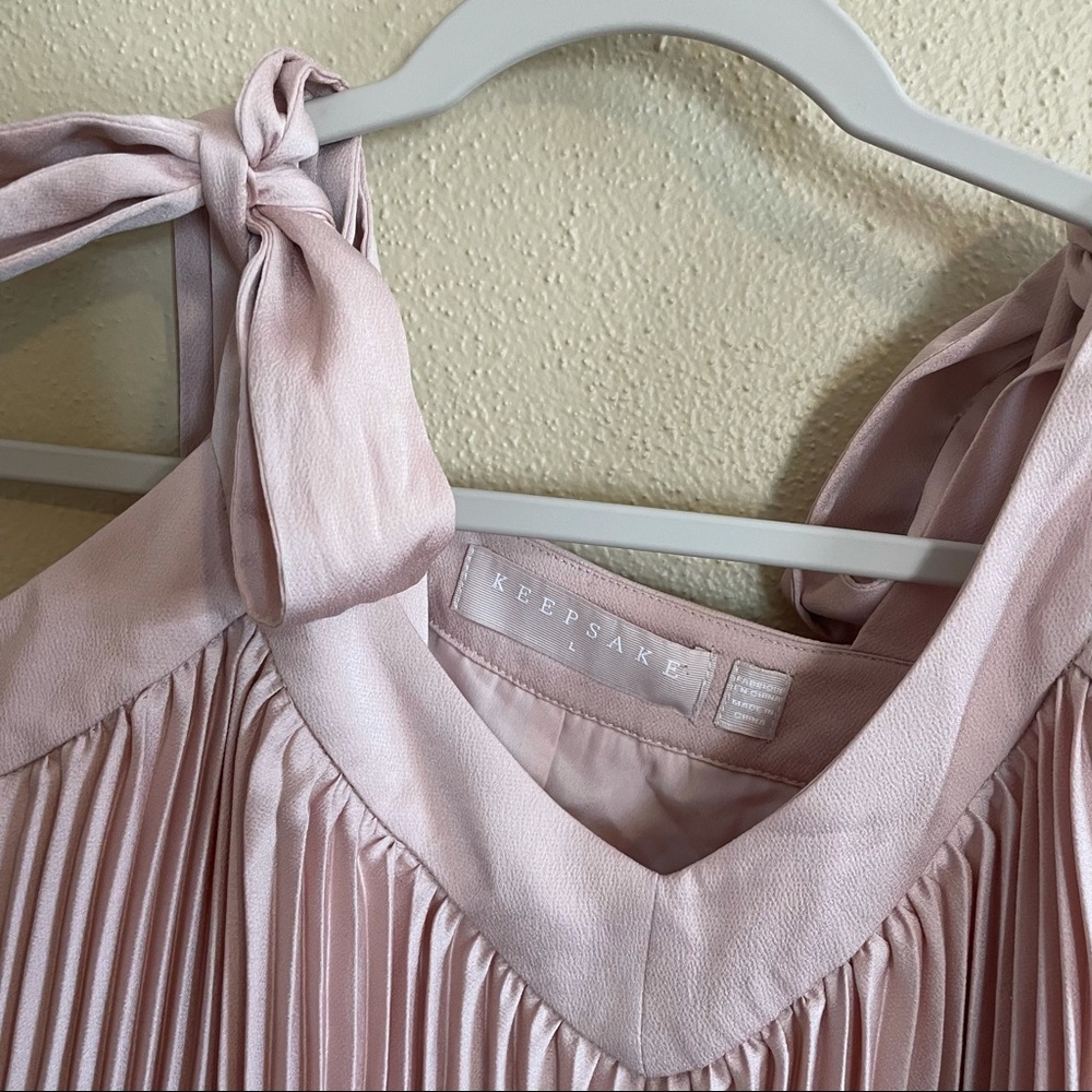 KEEPSAKE the Label Pleated Blush Pink Tie-Shoulder Dress